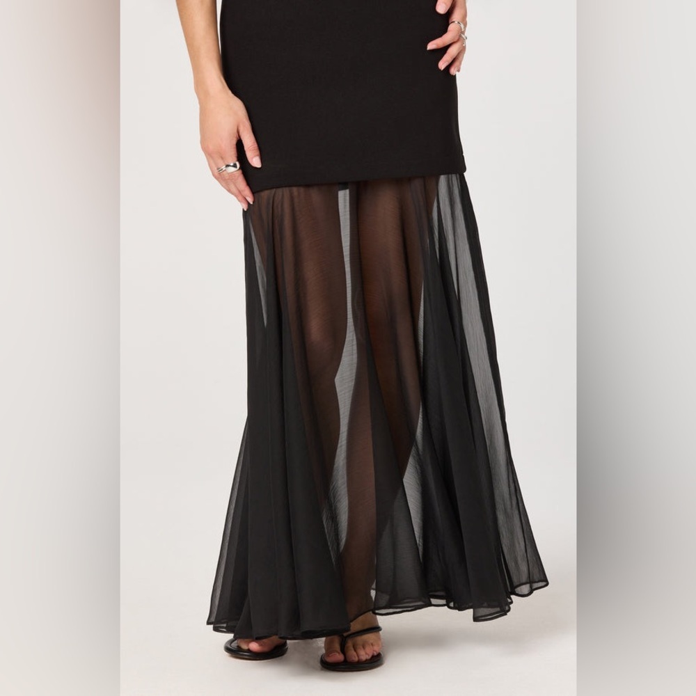 Claude Montana Paris Runway Silk Sheer Maxi Skirt IT 40 US 6